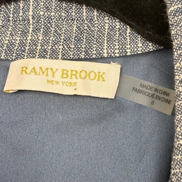 RAMY BROOK Womens Lilianna Double Breasted Striped‎ Blazer Size 0 Pinstripe Blue